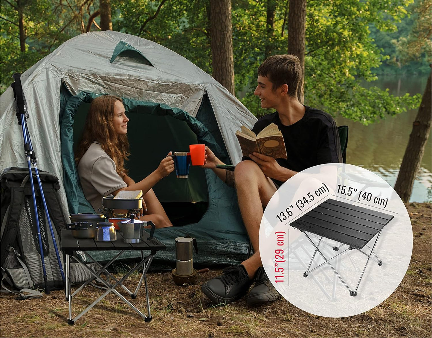 TREKOLOGY Portable Small Camping Table - Lightweight, Foldable Beach & Outdoor Table for Hiking, Camping, and Summer Outings - Easy to Carry & Space-Saving Design