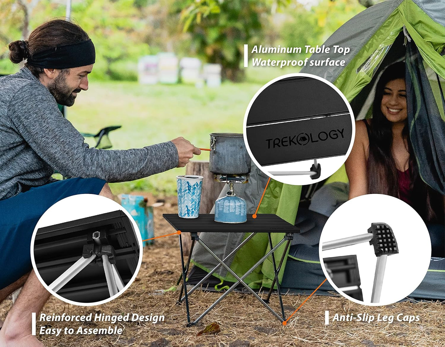 TREKOLOGY Portable Small Camping Table - Lightweight, Foldable Beach & Outdoor Table for Hiking, Camping, and Summer Outings - Easy to Carry & Space-Saving Design